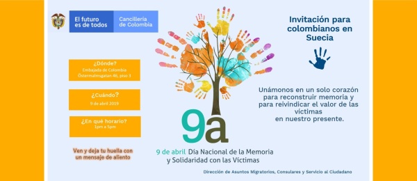 El Consulado de Colombia en Estocolmo invita a la conmemoración del Día Nacional de la Memoria y la Solidaridad con las Víctimas