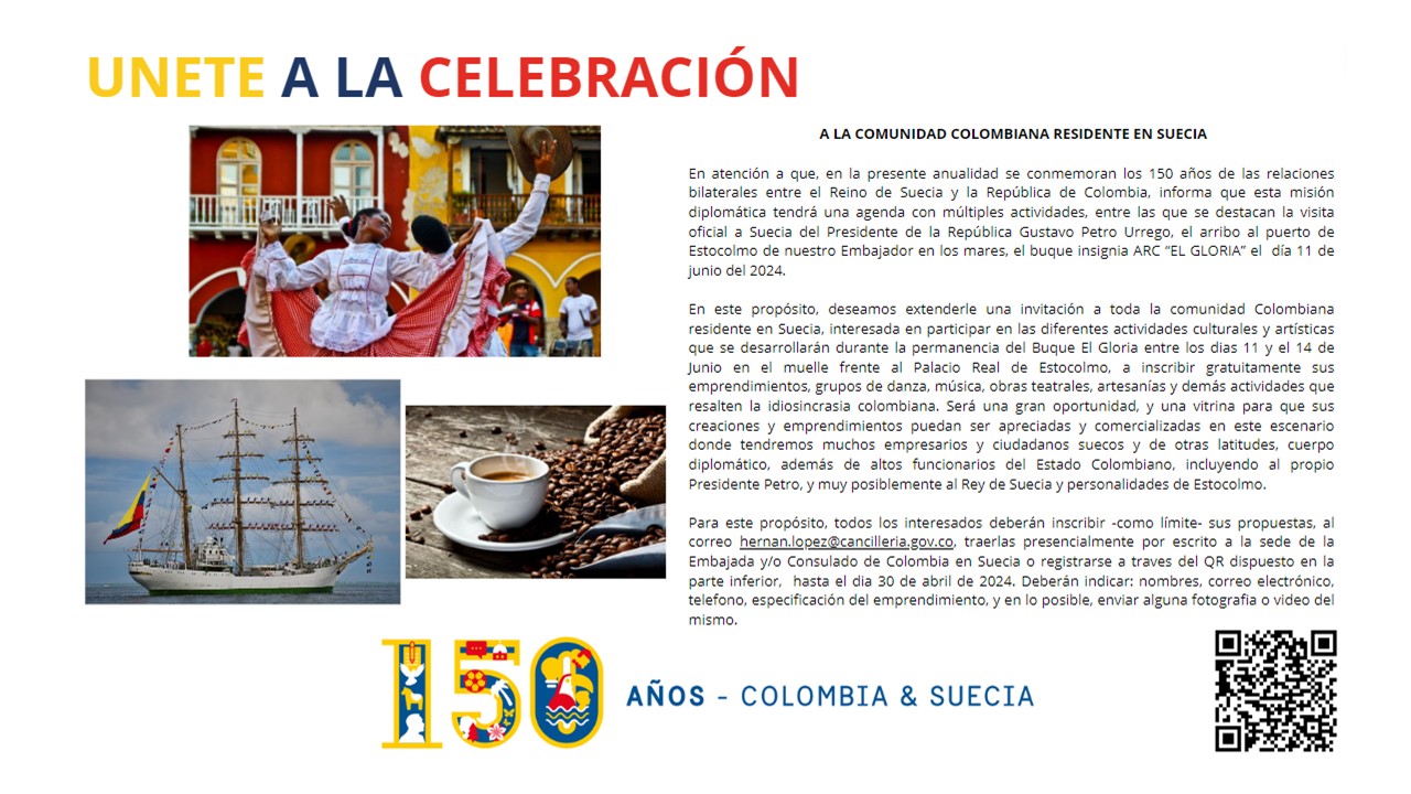Conmemoración de los 150 años Colombia y Suecia