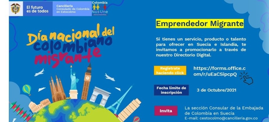 Consulado de Colombia en Estocolmo invita a ser parte del Directorio Digital de Colombianos