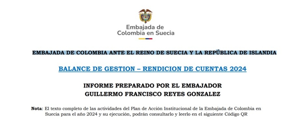 Balance de gestión y rendición de cuentas 2024 de la Embajada de Colombia ante Suecia e Islandia