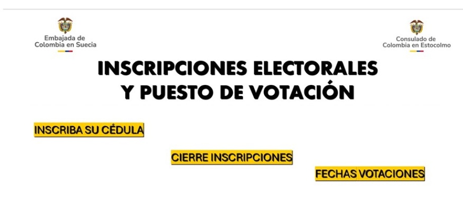 Consulado en Estocolmo informa sobre inscripciones electorales y puestos de votación en 2026