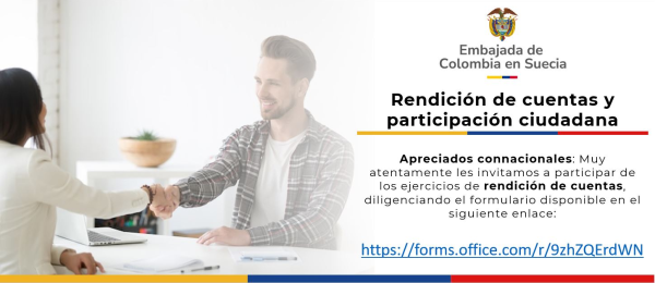 Consulado de Colombia en Estocolmo invia al ejercicio de rendición de cuentas y participación ciudadana