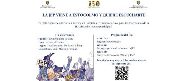 ¡La JEP viene a Estocolmo y quiere escucharte!